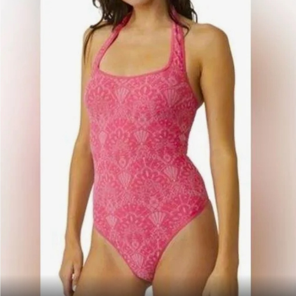 NWT Free People Intimately With Love Bodysuit M/L Pom Pom Pink